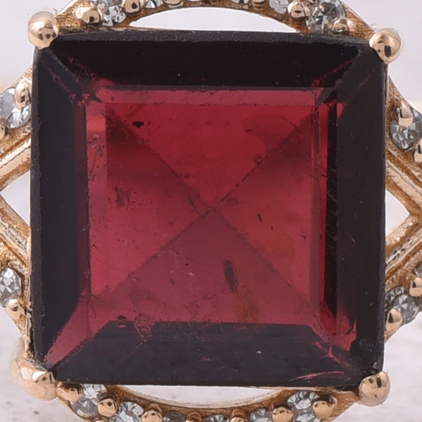 2.56 Ct Square Step Cut Natural Garnet 14K Gold Ring