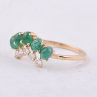 1.32 Ct Oval Cabochon Cut Natural Emerald 14K Gold Ring