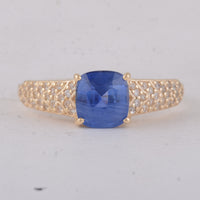 1.78 Ct Cushion Sapphire 9K Gold Ring