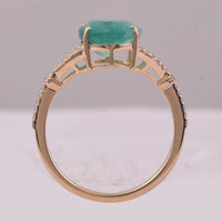 3.25 Ct Oval Mixed Cut Natural Emerald 14K Gold Ring