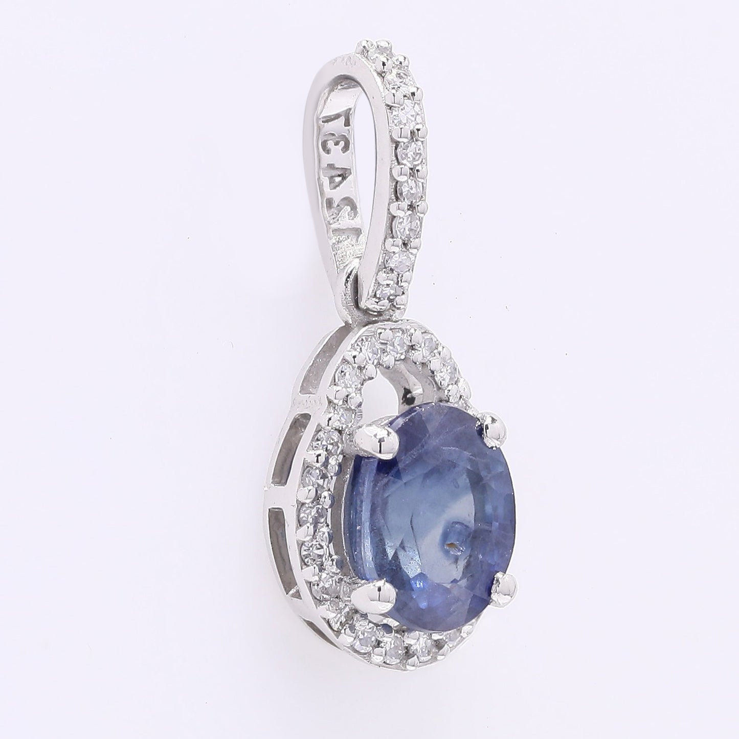 1.24 Ct Oval Mixed Cut Natural Sapphire 950 Platinum Pendant