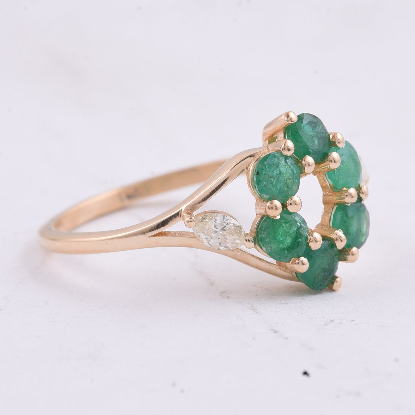 1.00 Ct Round Natural Emerald 14K Gold Ring