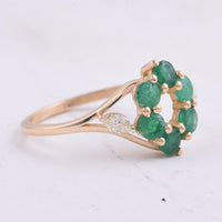 1.00 Ct Round Natural Emerald 14K Gold Ring
