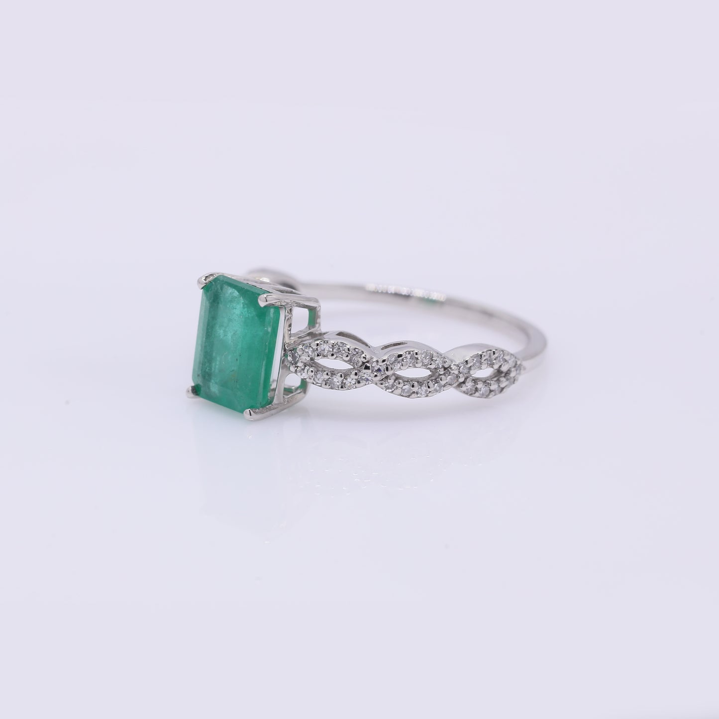 1.69 Ct Octagon Step Cut Natural Emerald 950 Platinum Ring
