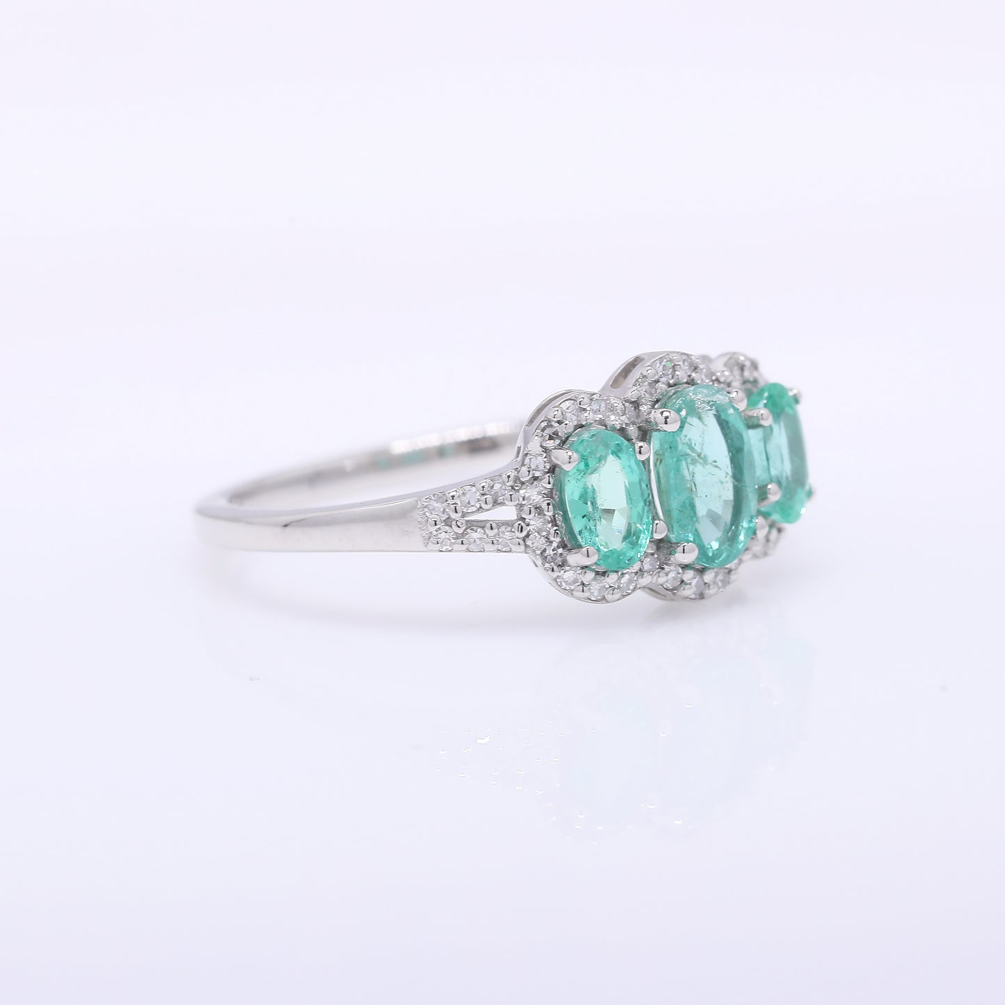 1.09 Ct Oval Mixed Cut Natural Emerald 950 Platinum Ring