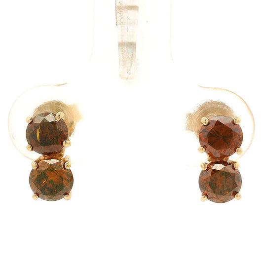 1.28 Ct Round Red Diamond 14K Gold Earrings