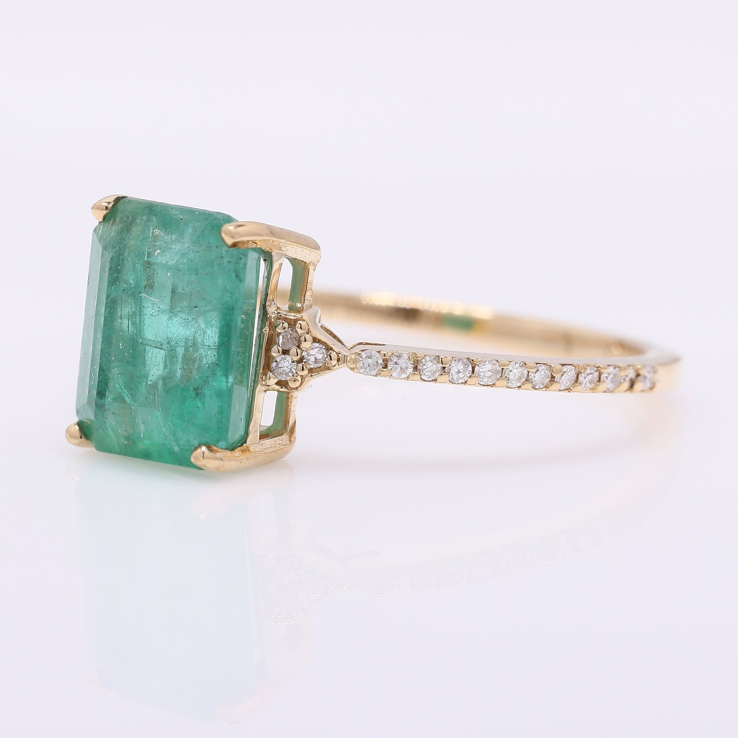 2.40 Ct Octagon Step Cut Natural Emerald 14K Gold Ring