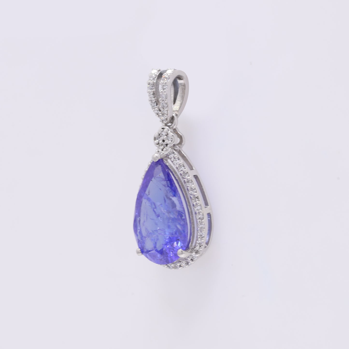3.31 Ct Pear Mixed Cut Natural Tanzanite 950 Platinum Pendant