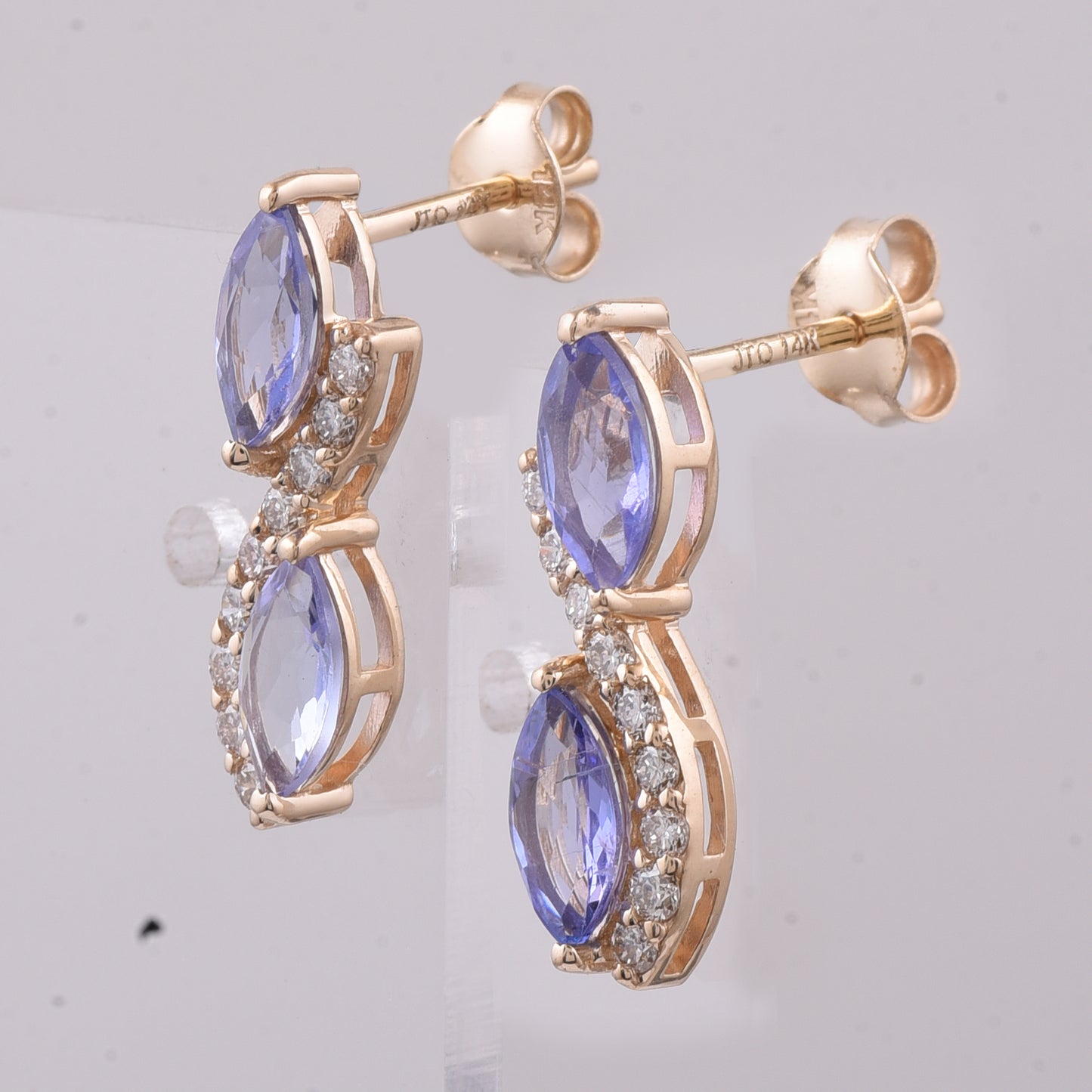 1.72 Ct Marquise Natural Tanzanite 14K Gold Earrings