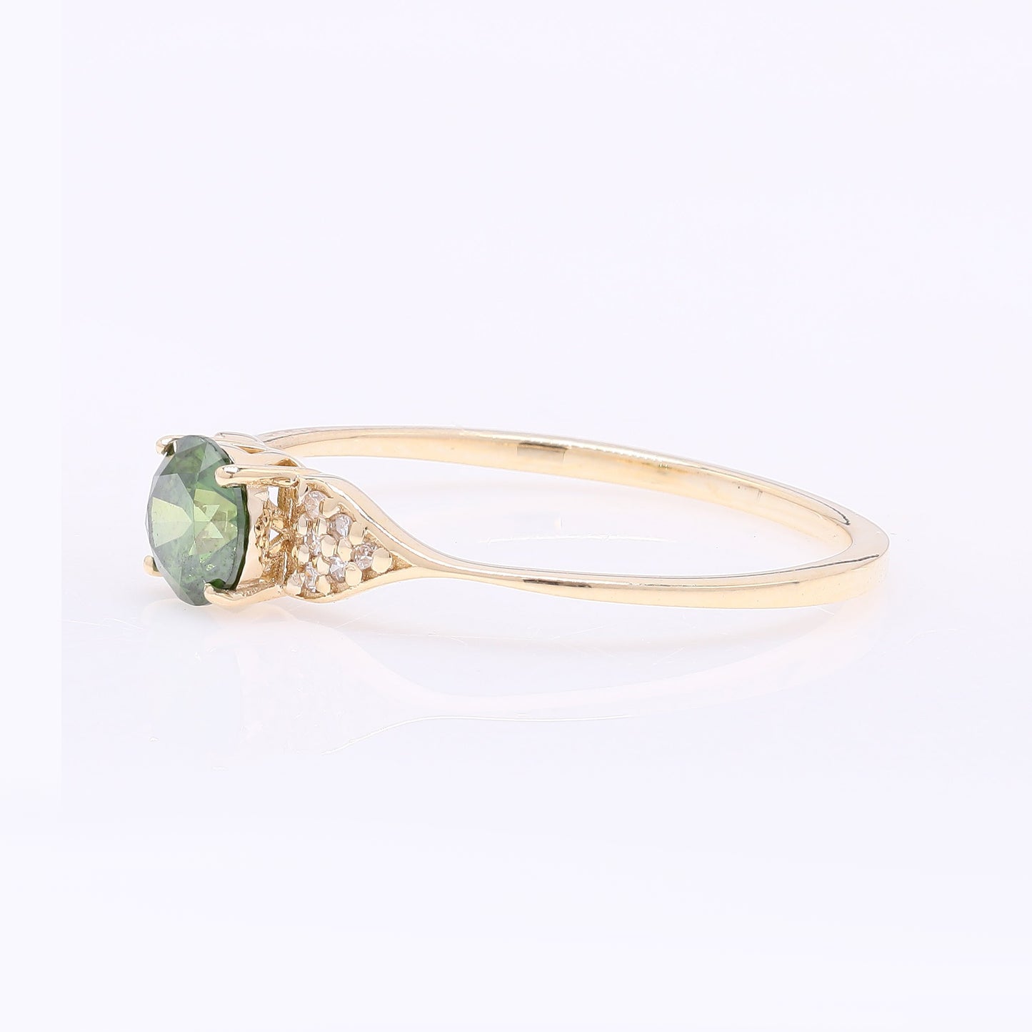 0.50 Ct Round Green Diamond 14K Gold Ring