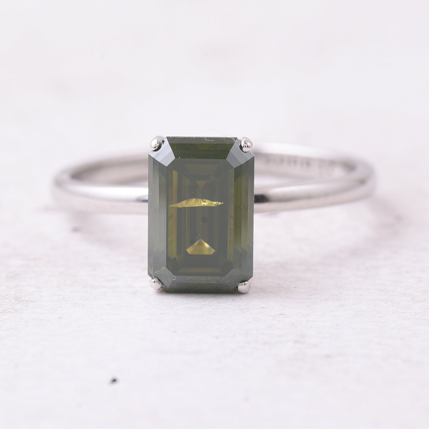 2.15 Ct Octagon Brown Diamond 950 Platinum Ring