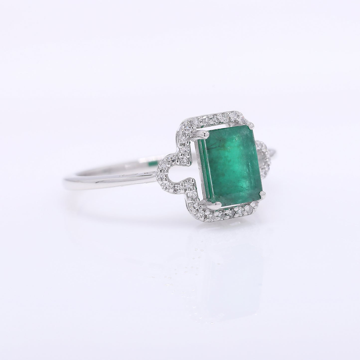 1.29 Ct Octagon Step Cut Natural Emerald 950 Platinum Ring