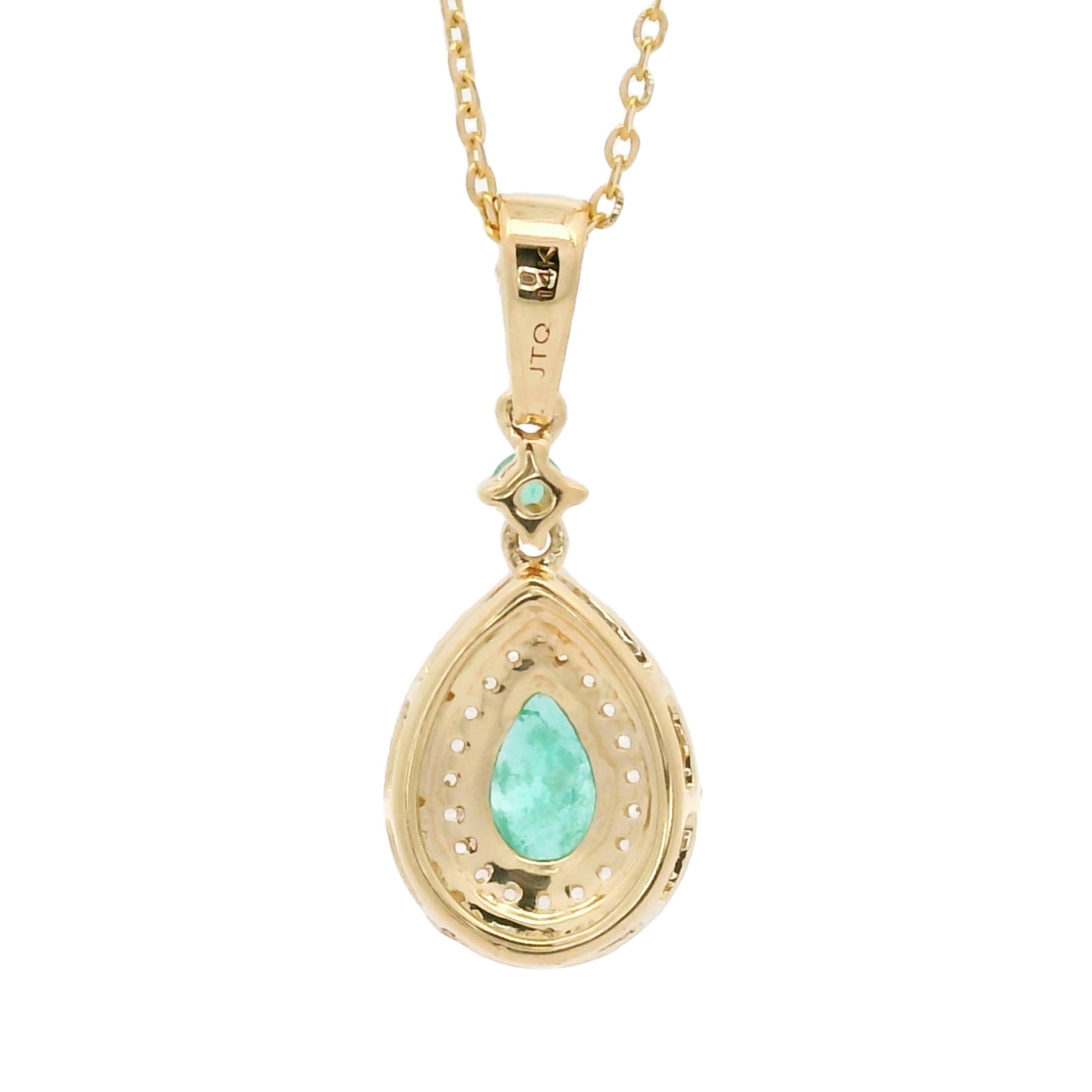 0.61 Ct Pear Emerald 14K Gold Pendant