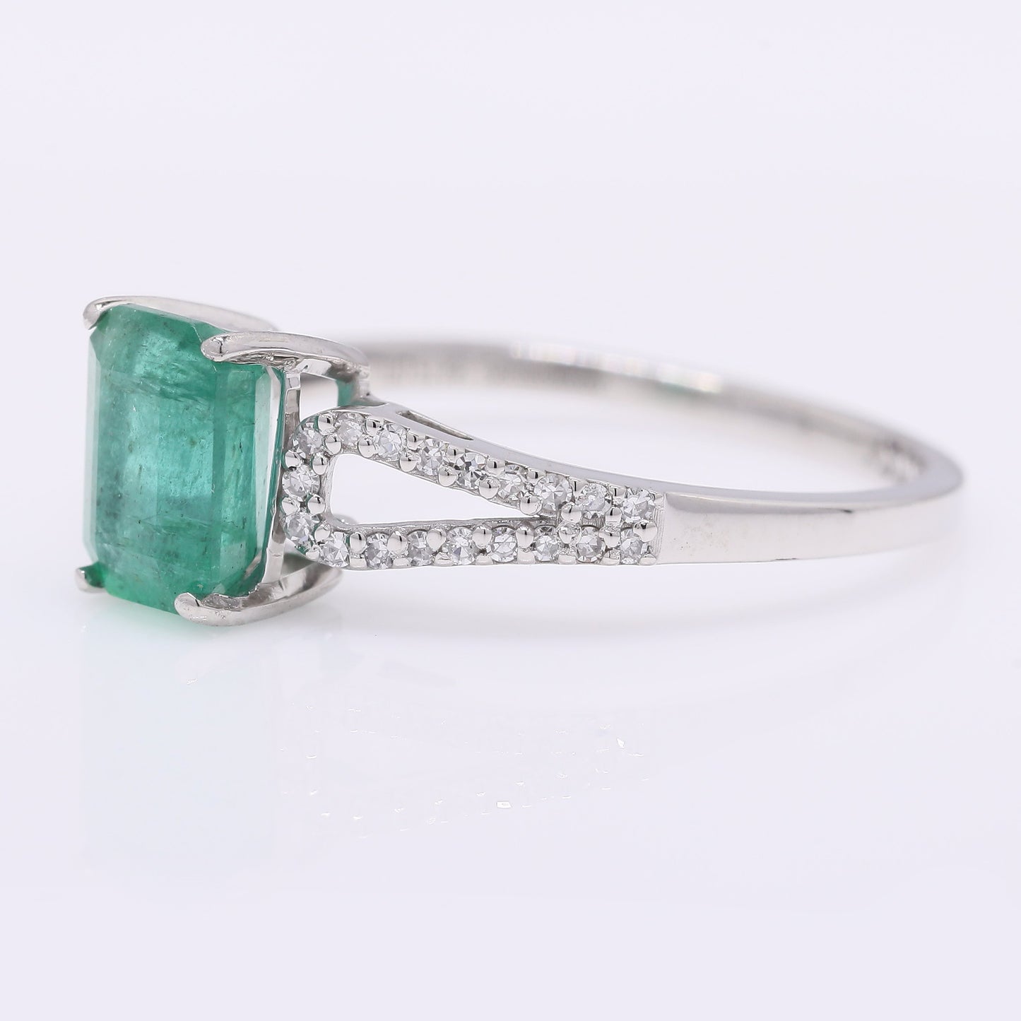 1.32 Ct Octagon Step Cut Natural Emerald 950 Platinum Ring