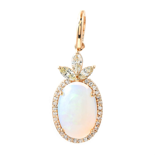 1.26 Ct Oval Cabochon Cut Natural Opal 14K Gold Pendant