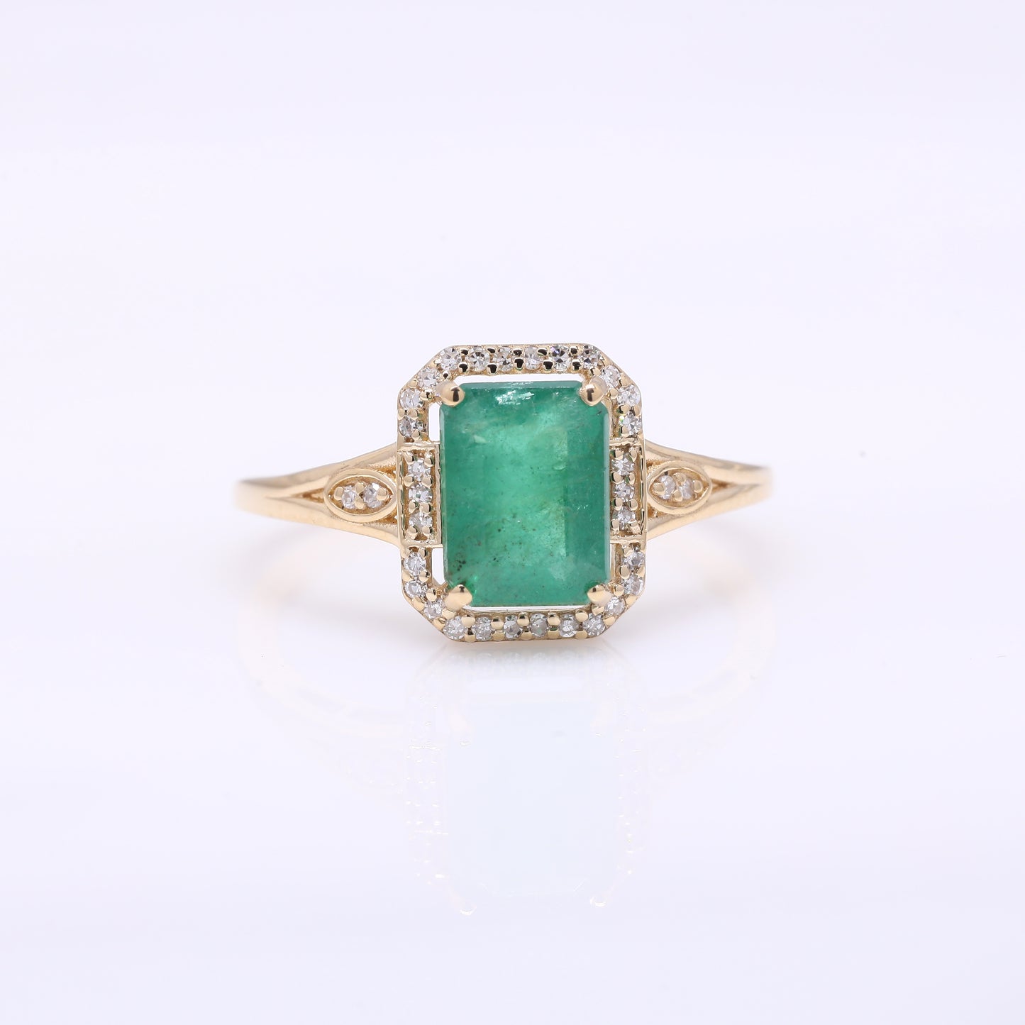 1.75 Ct Octagon Step Cut Natural Emerald 14K Gold Ring