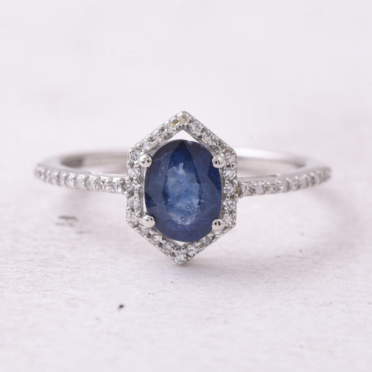1.39 Ct Oval Mixed Cut Natural Sapphire 950 Platinum Ring