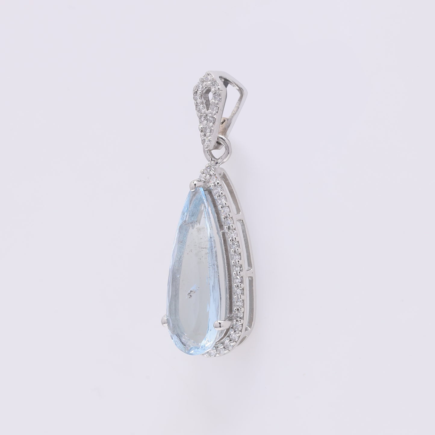 2.07 Ct Pear Mixed Cut Natural Aquamarine 950 Platinum Pendant