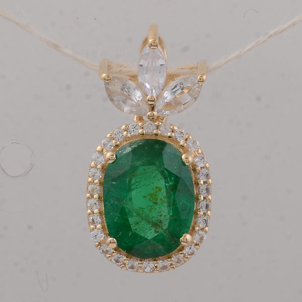 1.95 Ct Oval Emerald 9K Gold Pendant