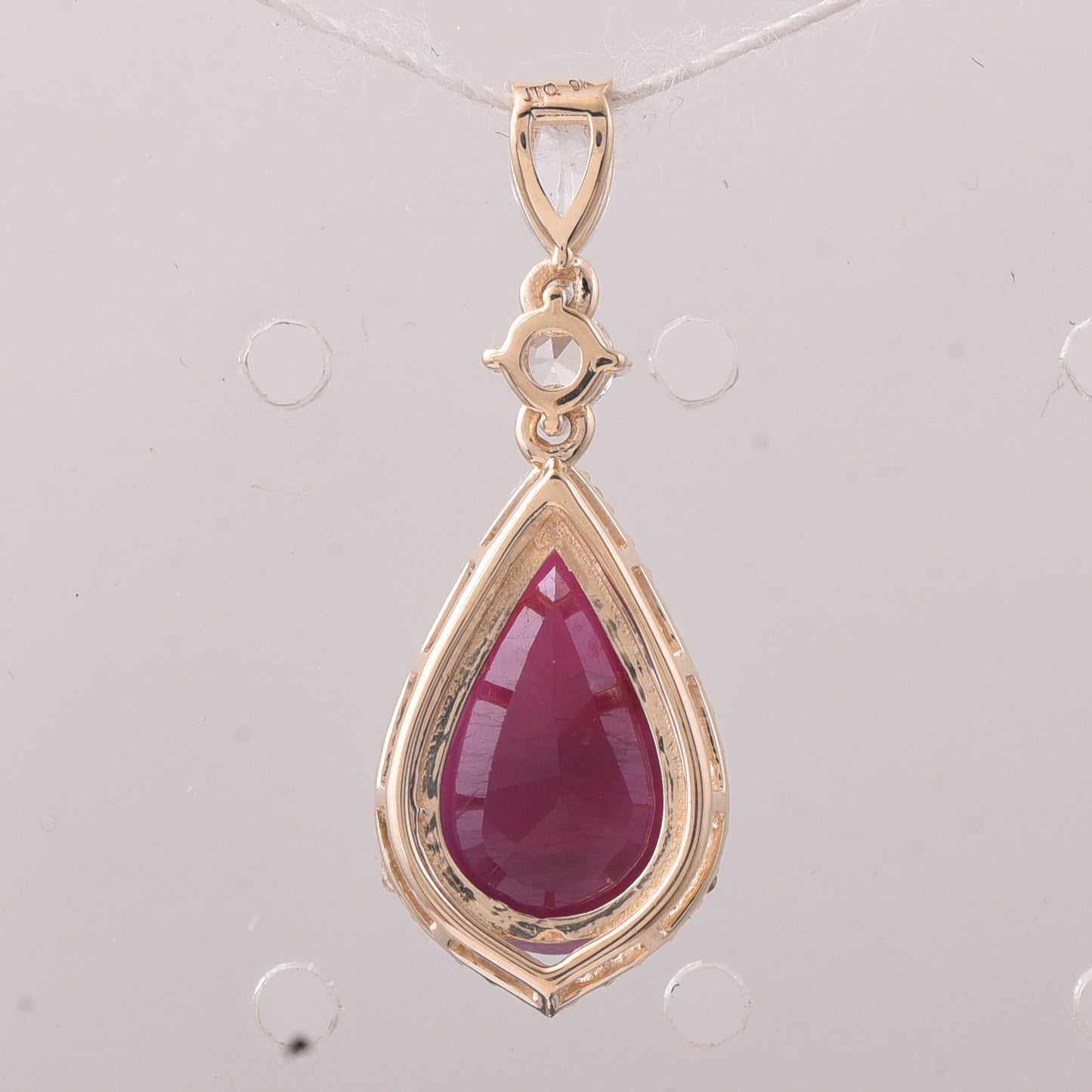 3.45 Ct Pear Ruby 9K Gold Pendant