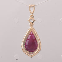 3.45 Ct Pear Ruby 9K Gold Pendant