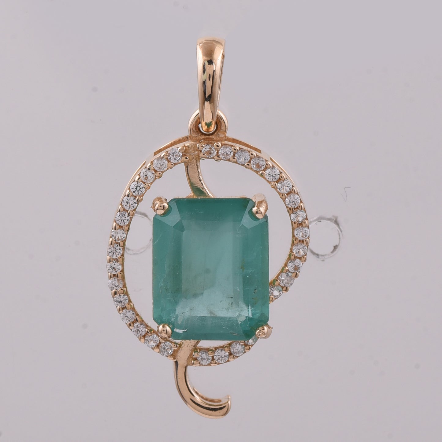 2.30 Ct Octagon Step Cut Natural Emerald 14K Gold Pendant