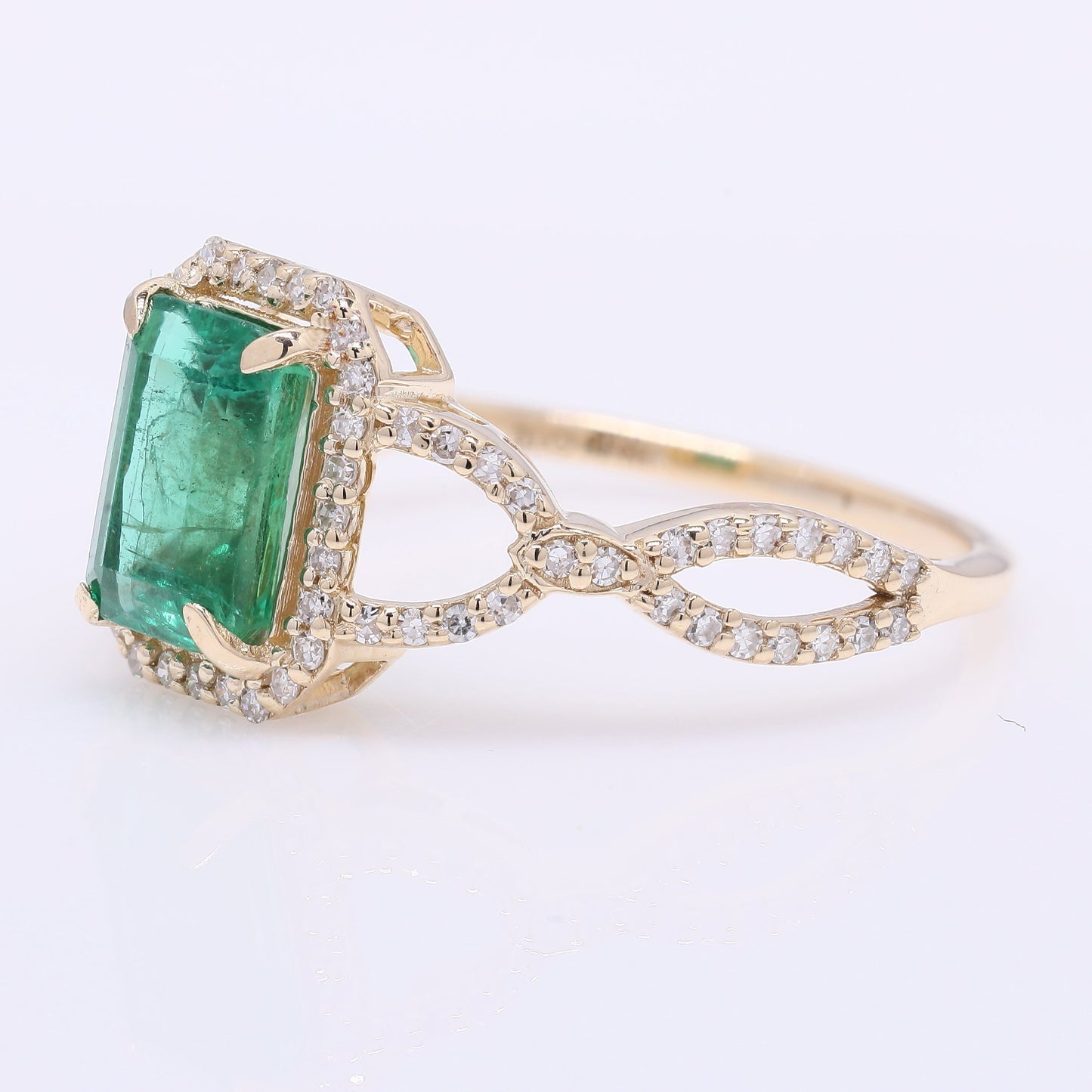 1.52 Ct Octagon Step Cut Natural Emerald 14K Gold Ring