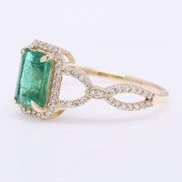 1.52 Ct Octagon Step Cut Natural Emerald 14K Gold Ring