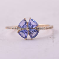 1.03 Ct Trillion Tanzanite 9K Gold Ring