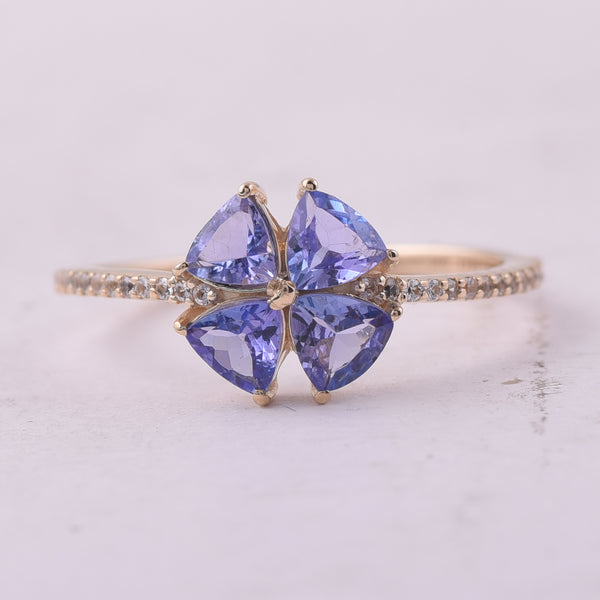 1.03 Ct Trillion Tanzanite 9K Gold Ring