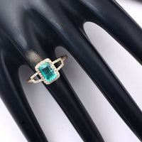 1.29 Ct Rectangle Step Cut Natural Emerald 14K Gold Ring