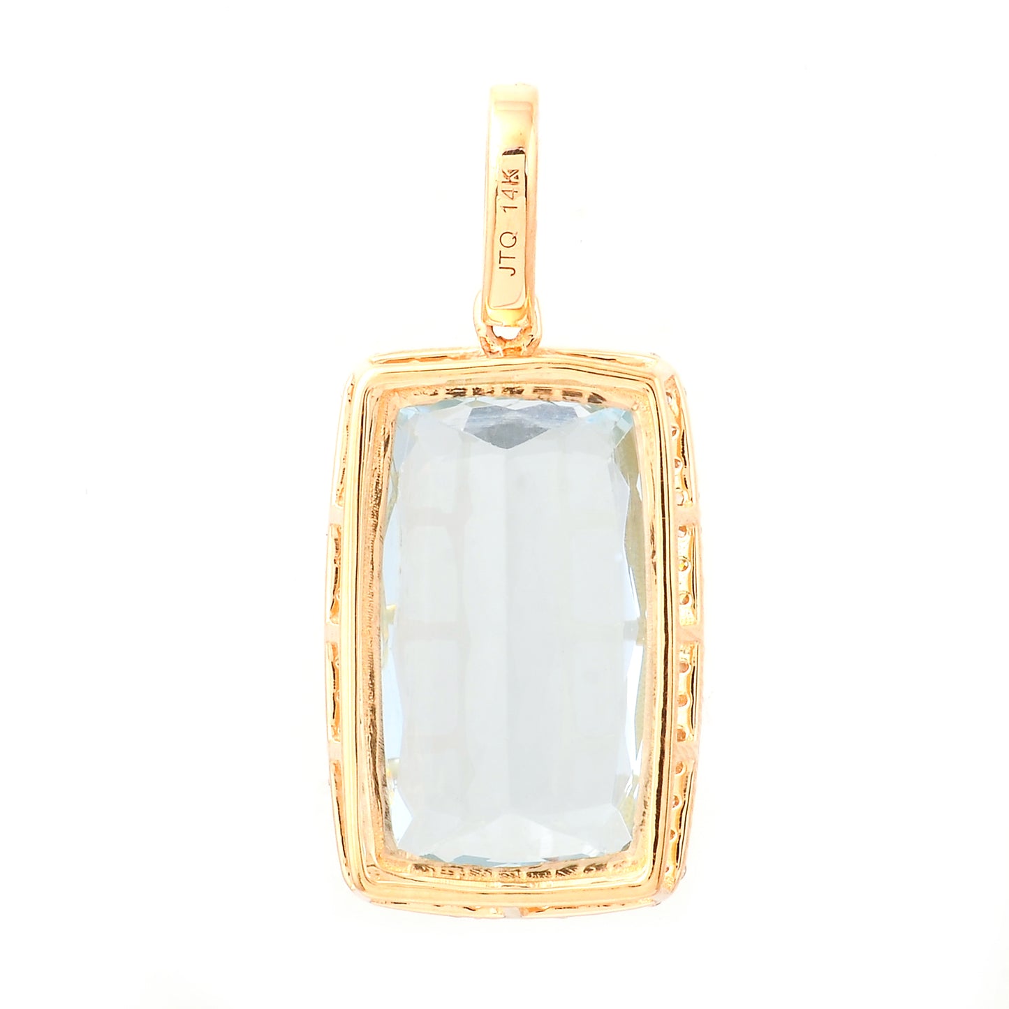 7.36 Ct Cushion Mixed Cut Natural Aquamarine 14K Gold Pendant