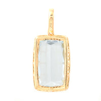 7.36 Ct Cushion Mixed Cut Natural Aquamarine 14K Gold Pendant