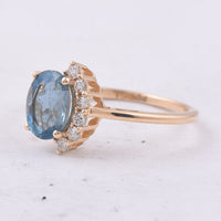 1.47 Ct Oval Natural Aquamarine 14K Gold Ring