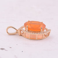 2.67 Ct Oval Mixed Cut Natural Fire Opal 14K Gold Pendant