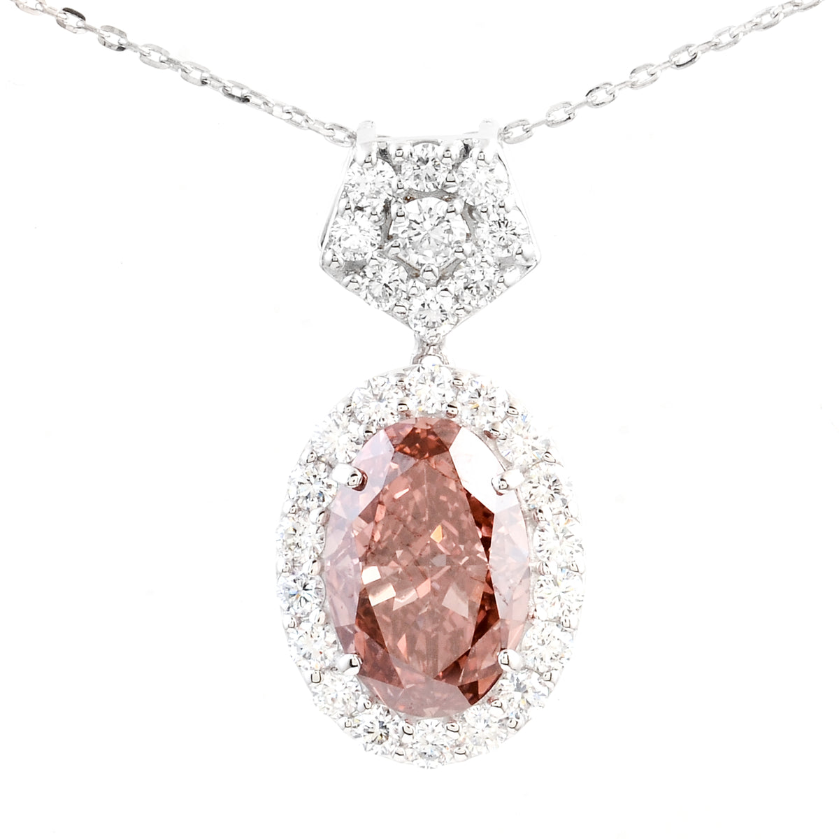 3.79 Carats Pink Lab Grown Diamond 14K Gold Pendant