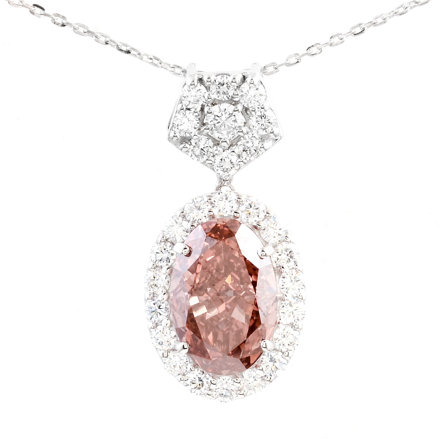 3.79 Carats Pink Lab Grown Diamond 14K Gold Pendant