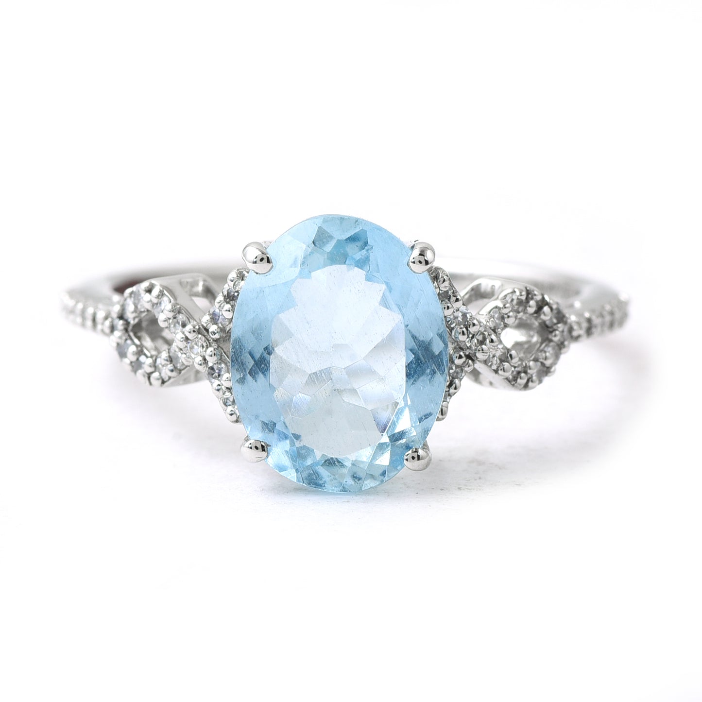 2.85 Ct Oval Mixed Cut Natural Aquamarine 950 Platinum Ring