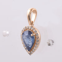 1.29 Ct Pear Natural Sapphire 14K Gold Pendant