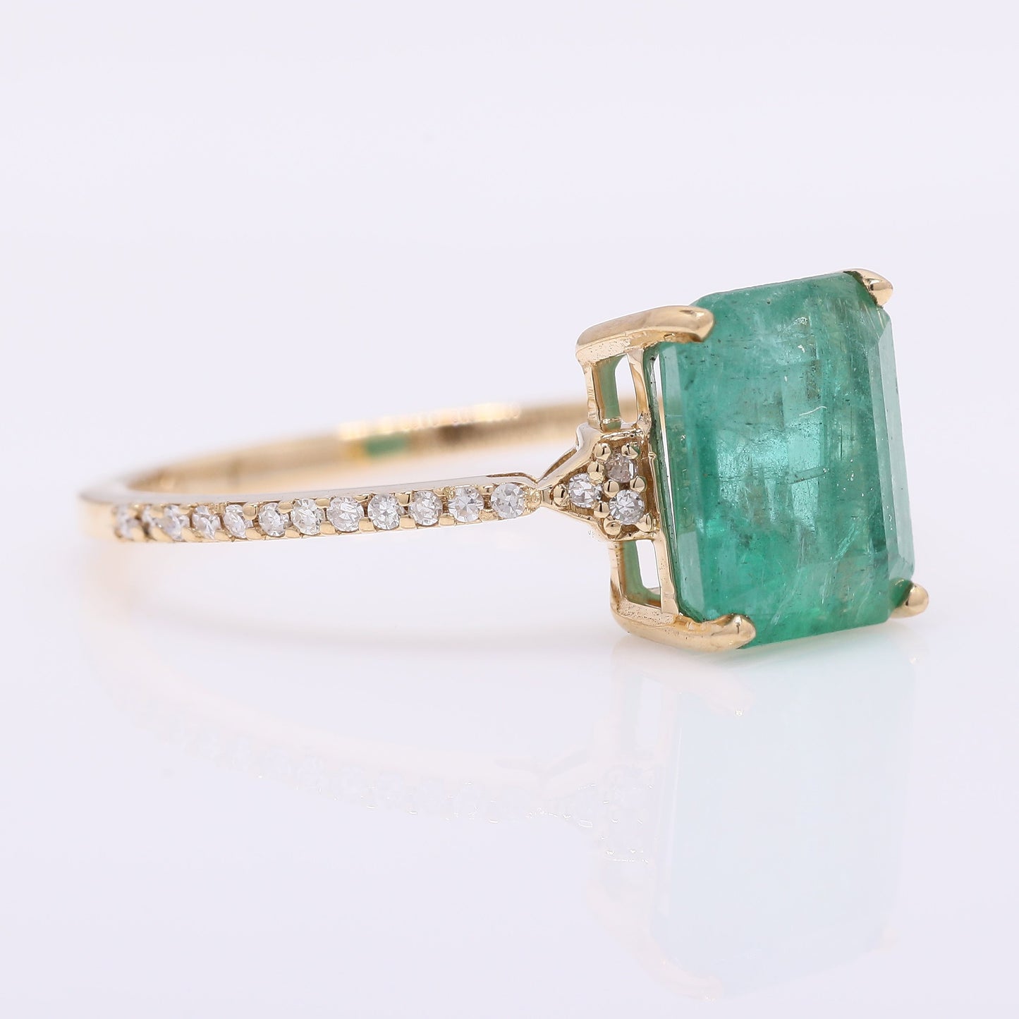 2.40 Ct Octagon Step Cut Natural Emerald 14K Gold Ring