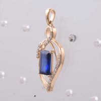 1.48 Ct Rectangle Step Cut Natural Sapphire 14K Gold Pendant