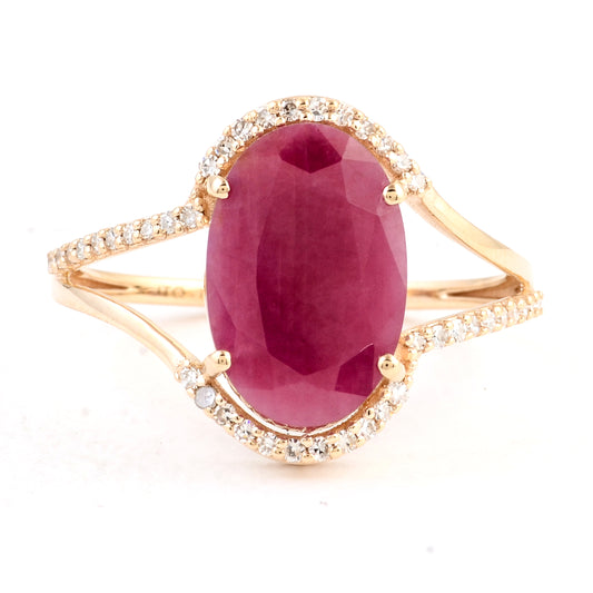 3.36 Carats Natural Corundum Ruby 14K Gold Ring