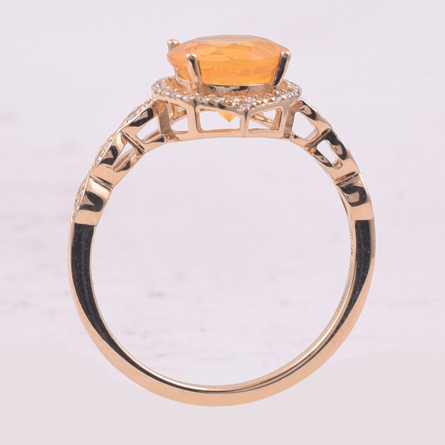 1.37 Ct Round Mixed Cut Natural Fire Opal 14K Gold Ring