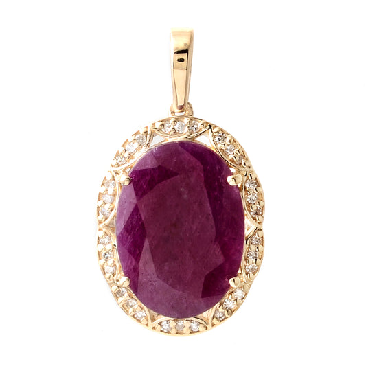 3.89 Ct Oval Mixed Cut Natural Corundum Ruby 14K Gold Pendant