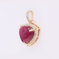2.57 Ct Pear Cabochon Natural Rubellite 14K Gold Pendant