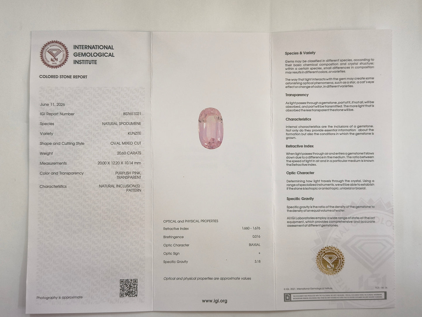 20.53 Natural Spodumene Kunzite Oval Mixed Cut Gemstone