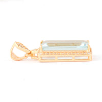 3.14 Ct Rectangle Step Cut Natural Aquamarine 14K Gold Pendant