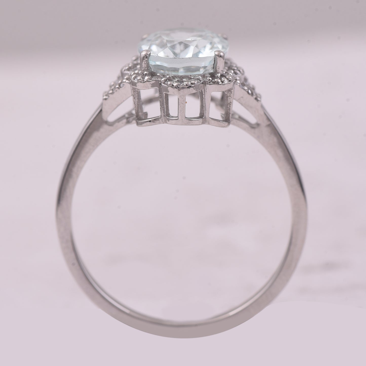 1.97 Ct Oval Mixed Cut Natural Aquamarine 950 Platinum Ring