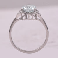 1.97 Ct Oval Mixed Cut Natural Aquamarine 950 Platinum Ring