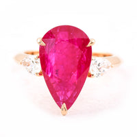 6.17 Ct Pear Ruby 18K Gold Ring